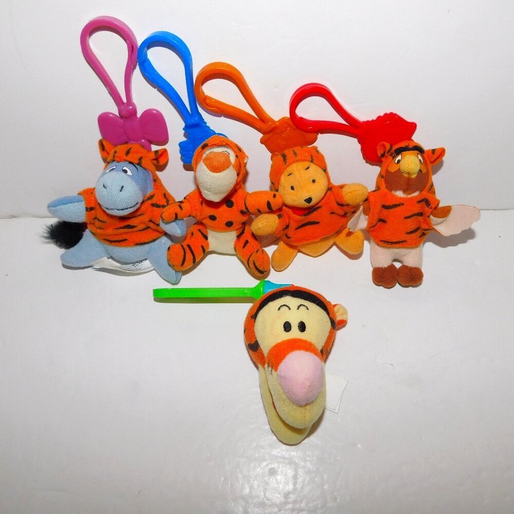 Lot 5 VTG Disney Winnie the Pooh Tigger Movie Plush Backpack Clips McDonalds